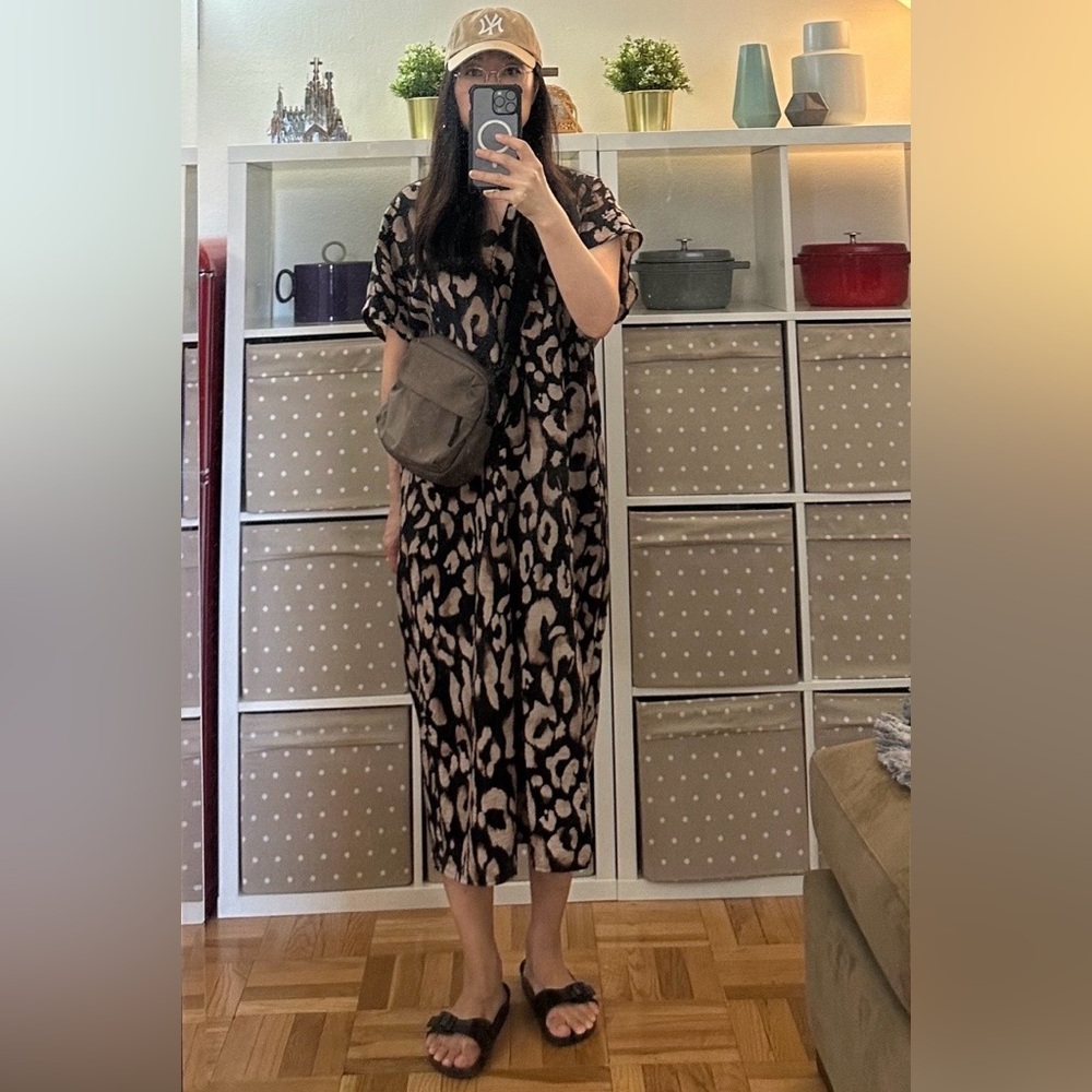 H&M Leopard-Print V-Neck Maxi Dress - Brown & Black